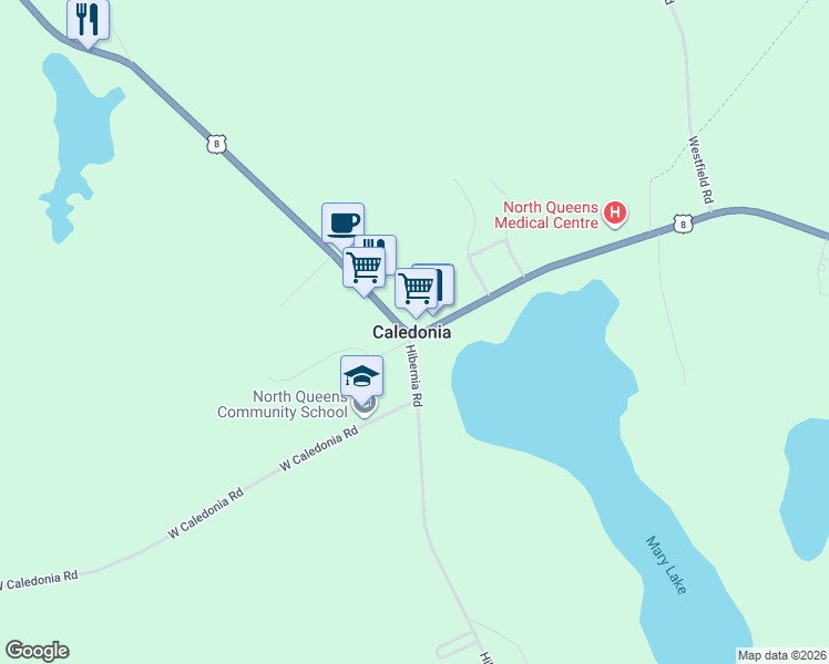 map of restaurants, bars, coffee shops, grocery stores, and more near in Caledonia