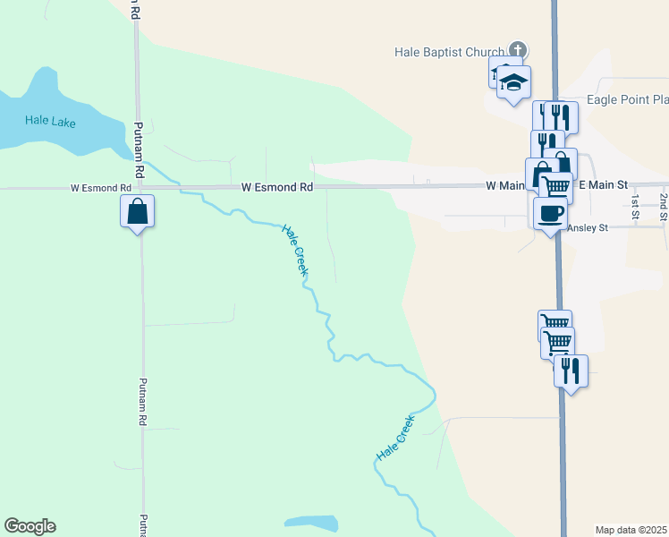 map of restaurants, bars, coffee shops, grocery stores, and more near 3599 Pine Street in Hale