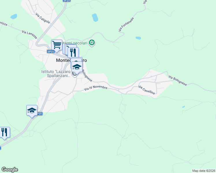 map of restaurants, bars, coffee shops, grocery stores, and more near 439 Via IV Novembre in Montombraro