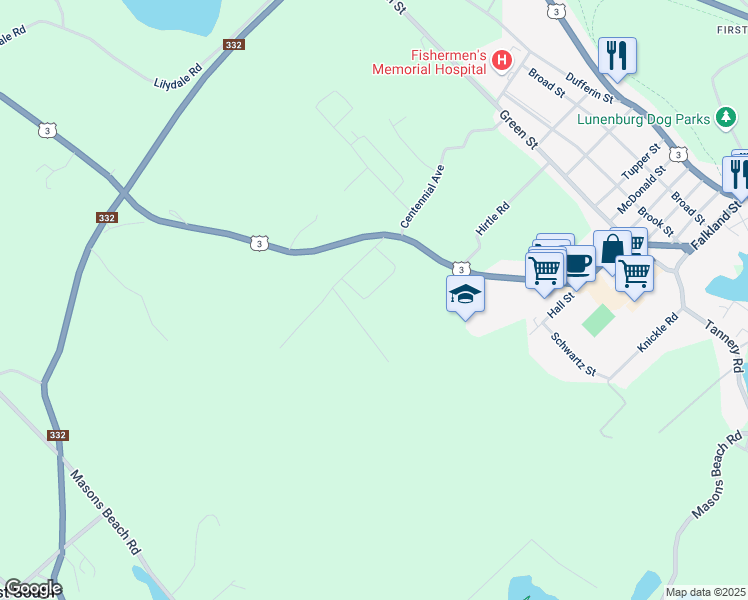 map of restaurants, bars, coffee shops, grocery stores, and more near 29 Hebb Street in Lunenburg