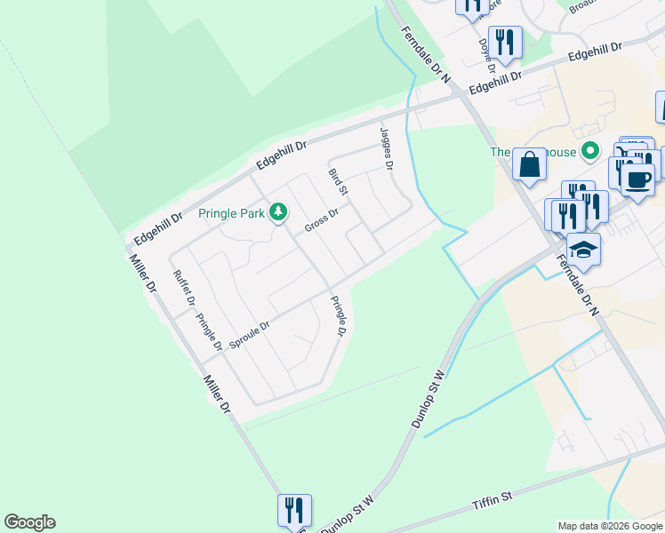 map of restaurants, bars, coffee shops, grocery stores, and more near 16 Coleman Drive in Barrie