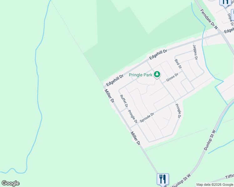 map of restaurants, bars, coffee shops, grocery stores, and more near 120 Ruffet Drive in Barrie