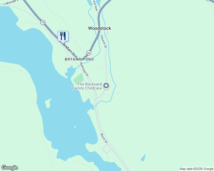 map of restaurants, bars, coffee shops, grocery stores, and more near 37 Church Street in Woodstock