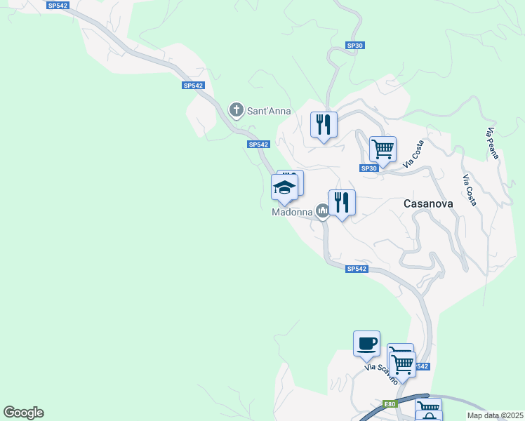 map of restaurants, bars, coffee shops, grocery stores, and more near 37 Via Emilio Vecchia in Provincia di Savona