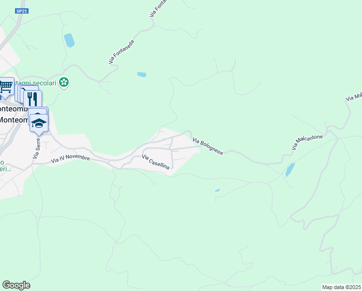 map of restaurants, bars, coffee shops, grocery stores, and more near 611 Via Casellina in Monteombraro