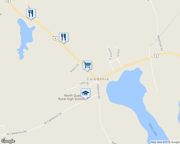 map of restaurants, bars, coffee shops, grocery stores, and more near 9870 Nova Scotia Trunk 8 in Caledonia