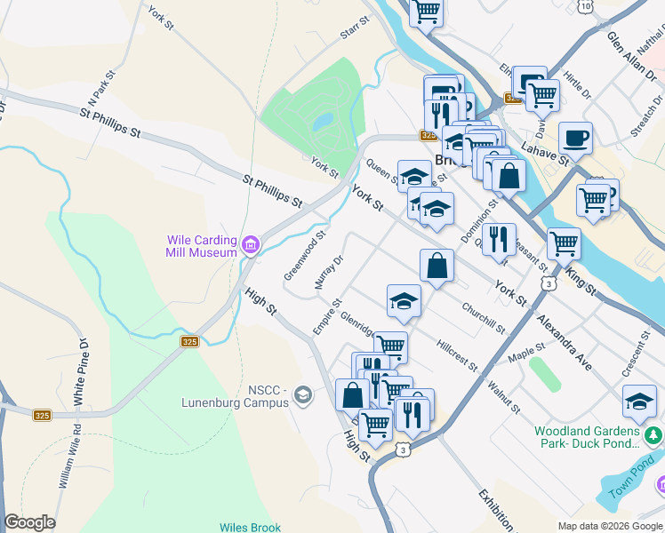 map of restaurants, bars, coffee shops, grocery stores, and more near Murray Drive in Bridgewater