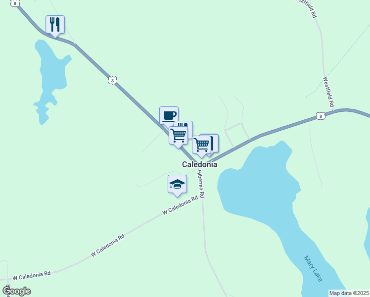 map of restaurants, bars, coffee shops, grocery stores, and more near 9870 Nova Scotia Trunk 8 in Caledonia