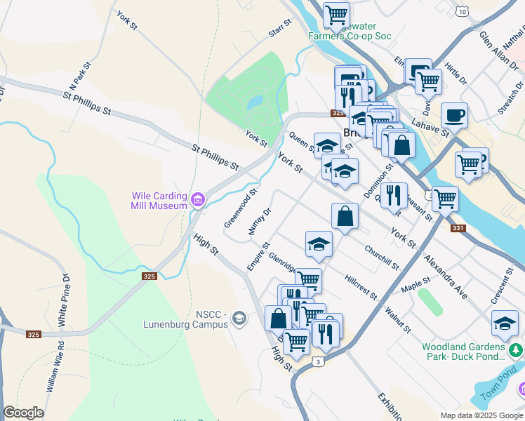 map of restaurants, bars, coffee shops, grocery stores, and more near 32 Murray Drive in Bridgewater