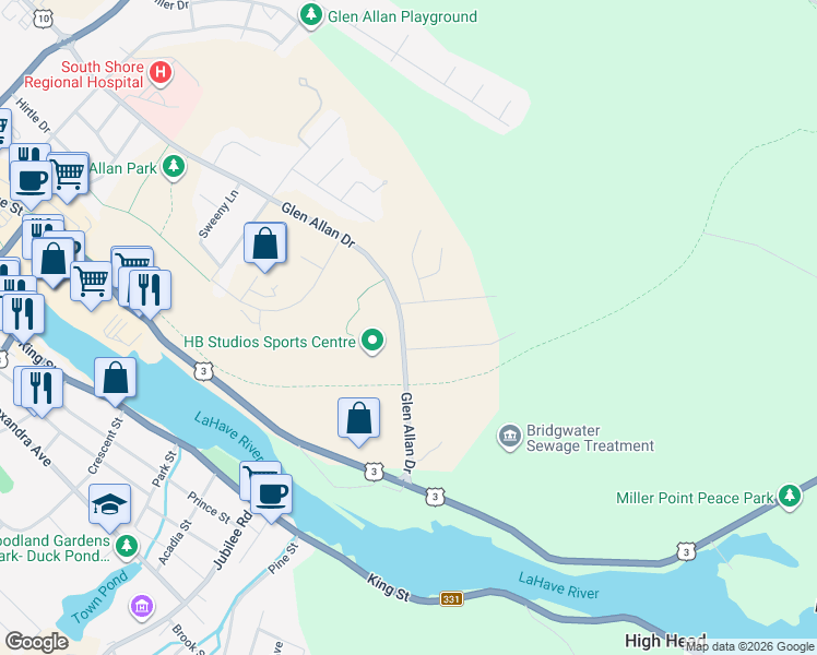 map of restaurants, bars, coffee shops, grocery stores, and more near 546 Glen Allan Drive in Bridgewater