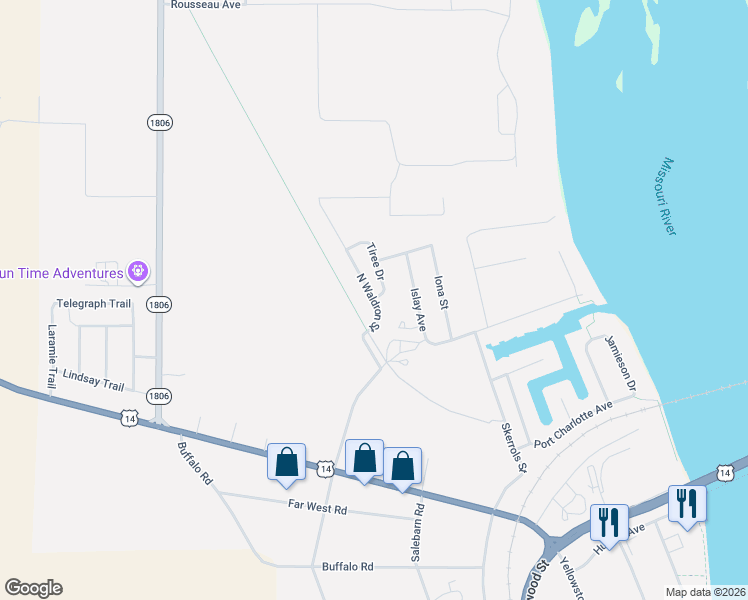 map of restaurants, bars, coffee shops, grocery stores, and more near North Waldron Street in Fort Pierre