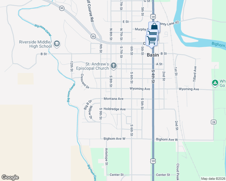 map of restaurants, bars, coffee shops, grocery stores, and more near 610-612 S 8th St in Basin