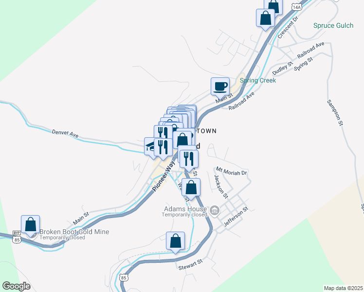 map of restaurants, bars, coffee shops, grocery stores, and more near in Deadwood