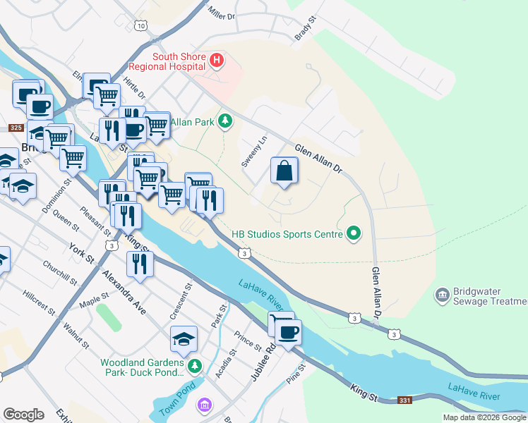 map of restaurants, bars, coffee shops, grocery stores, and more near 38 Roundhouse Drive in Bridgewater