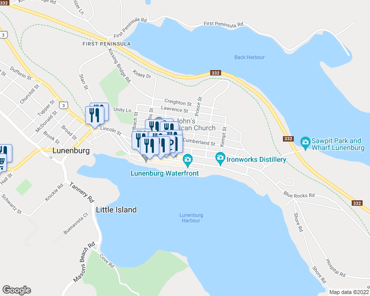 map of restaurants, bars, coffee shops, grocery stores, and more near 290 Lincoln Street in Lunenburg