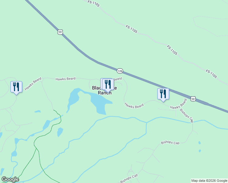 map of restaurants, bars, coffee shops, grocery stores, and more near 12900 Hawks Beard in Sisters