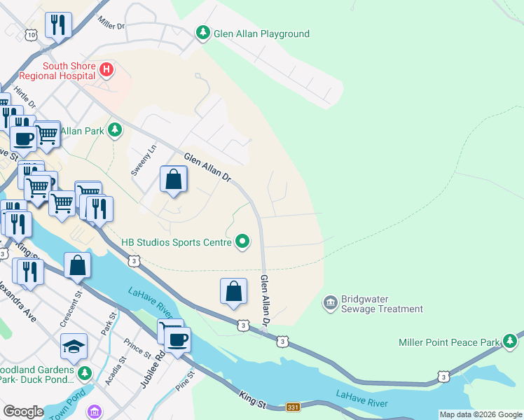 map of restaurants, bars, coffee shops, grocery stores, and more near 31 Acorn Drive in Bridgewater