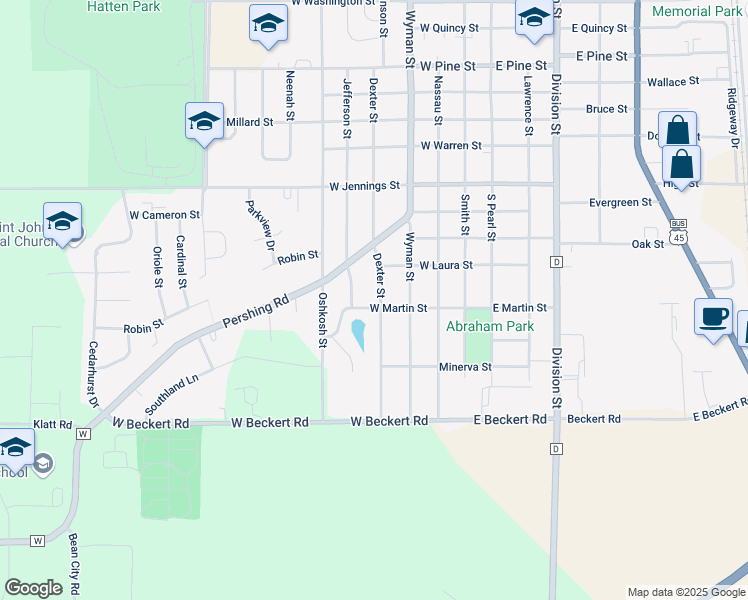 map of restaurants, bars, coffee shops, grocery stores, and more near 1719 Dexter Street in New London