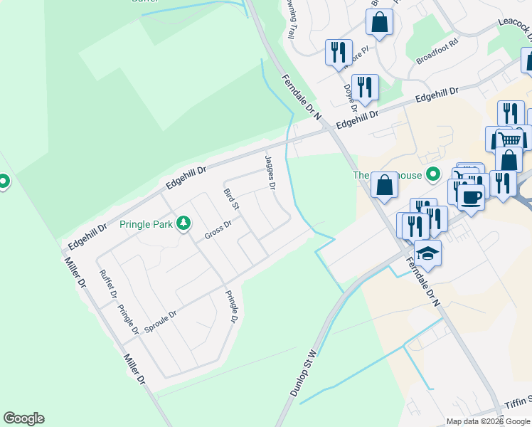 map of restaurants, bars, coffee shops, grocery stores, and more near 41 Ridwell Street in Barrie