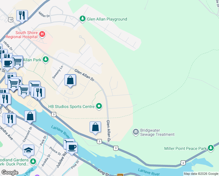 map of restaurants, bars, coffee shops, grocery stores, and more near 31 Acorn Drive in Bridgewater
