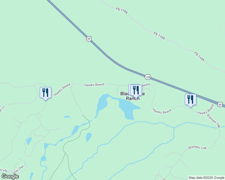 map of restaurants, bars, coffee shops, grocery stores, and more near 12960 Hawks Beard in Sisters
