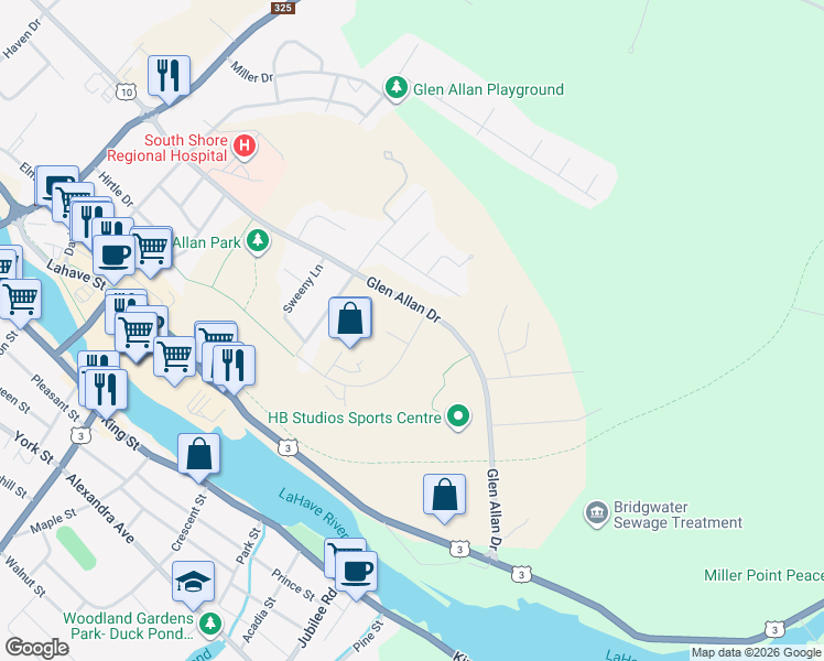 map of restaurants, bars, coffee shops, grocery stores, and more near 147 Roundhouse Drive in Bridgewater