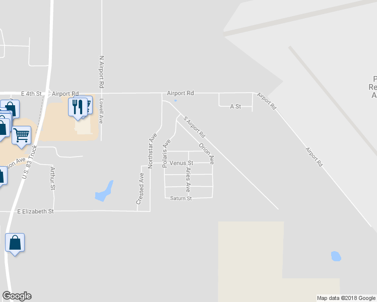 map of restaurants, bars, coffee shops, grocery stores, and more near Mercury Street in Pierre