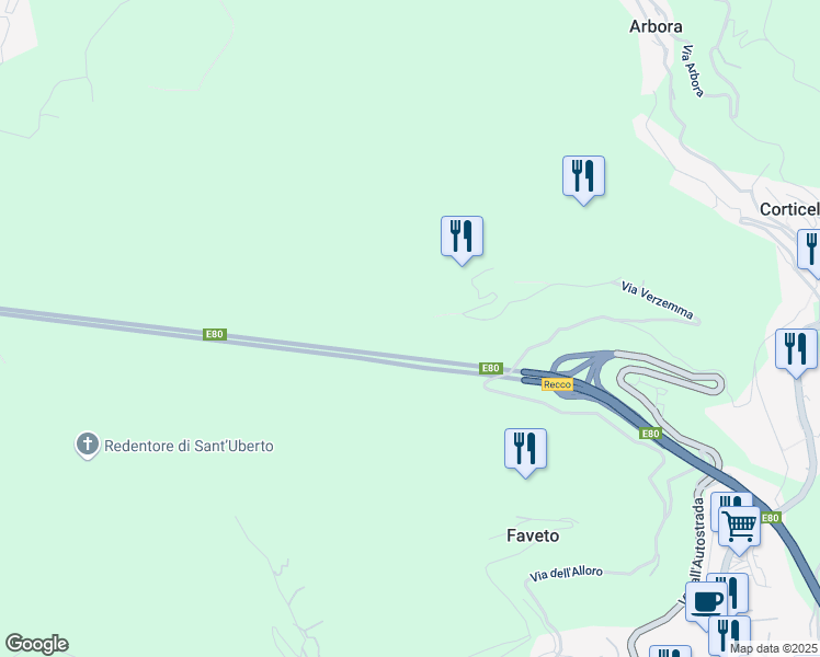 map of restaurants, bars, coffee shops, grocery stores, and more near 31 Via Verzemma in Città Metropolitana di Genova