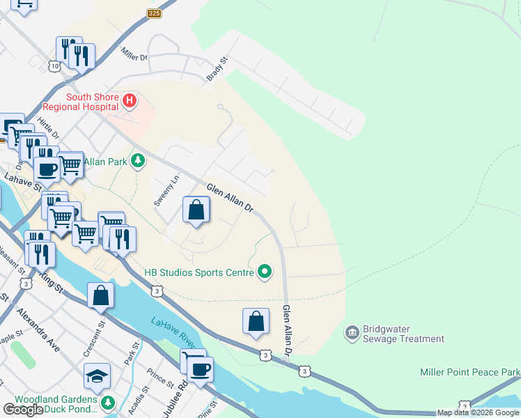 map of restaurants, bars, coffee shops, grocery stores, and more near 432 Glen Allan Drive in Bridgewater