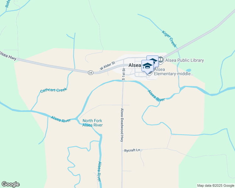 map of restaurants, bars, coffee shops, grocery stores, and more near 27520 Alsea-Deadwood Highway in Alsea