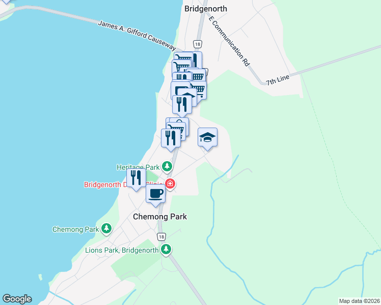 map of restaurants, bars, coffee shops, grocery stores, and more near 1027 Willcox Street in Bridgenorth