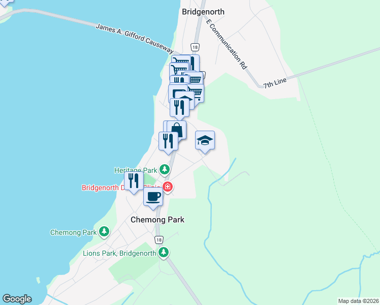 map of restaurants, bars, coffee shops, grocery stores, and more near 1027 Willcox Street in Bridgenorth