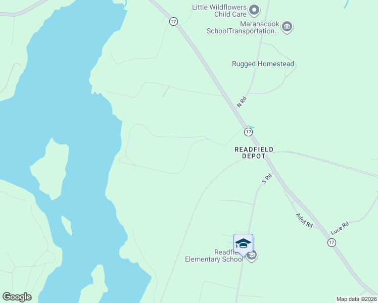 map of restaurants, bars, coffee shops, grocery stores, and more near 222 Mace's Cottage Road in Readfield