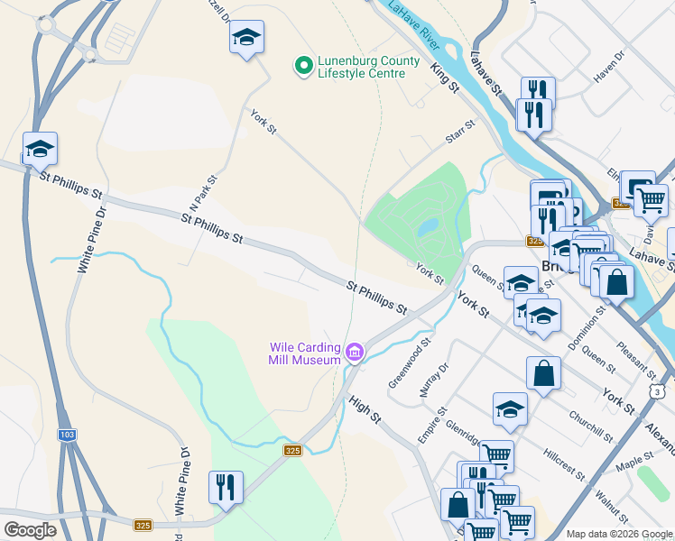 map of restaurants, bars, coffee shops, grocery stores, and more near 88 Saint Phillips Street in Bridgewater