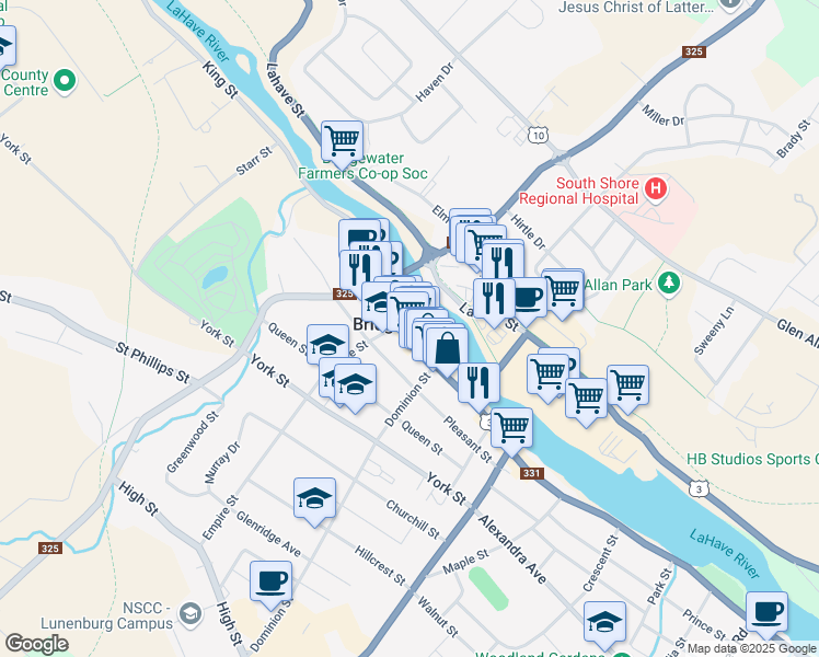 map of restaurants, bars, coffee shops, grocery stores, and more near 700 King Street in Bridgewater