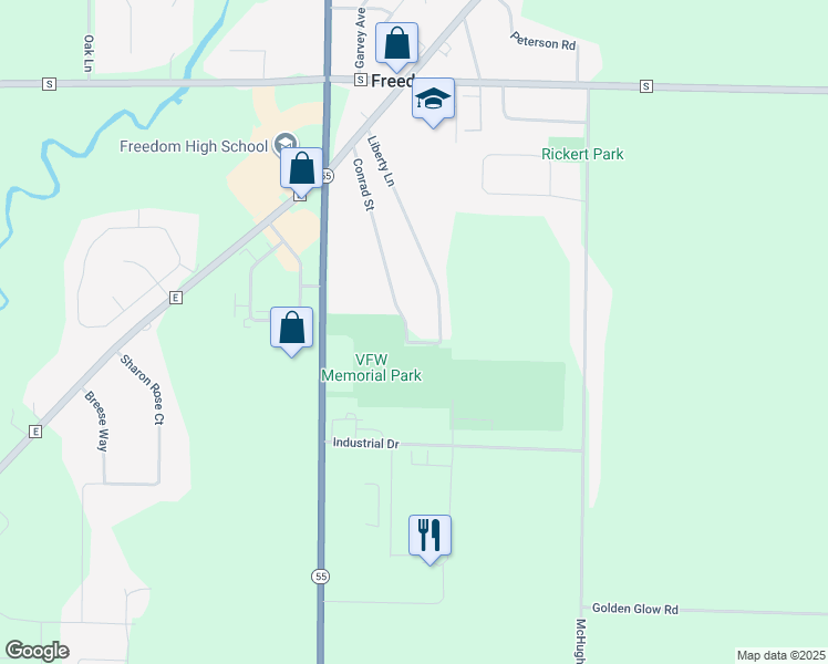 map of restaurants, bars, coffee shops, grocery stores, and more near Park Ave in Outagamie