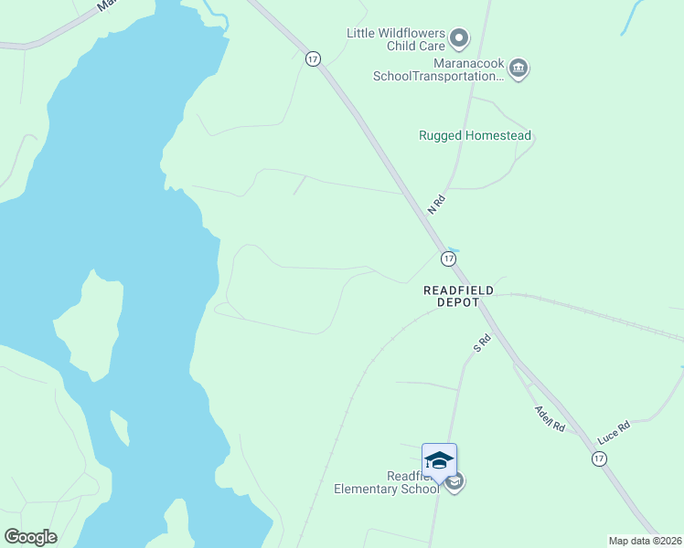 map of restaurants, bars, coffee shops, grocery stores, and more near 222 Mace's Cottage Road in Readfield