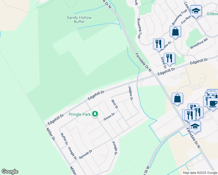 map of restaurants, bars, coffee shops, grocery stores, and more near 348 Edgehill Drive in Barrie
