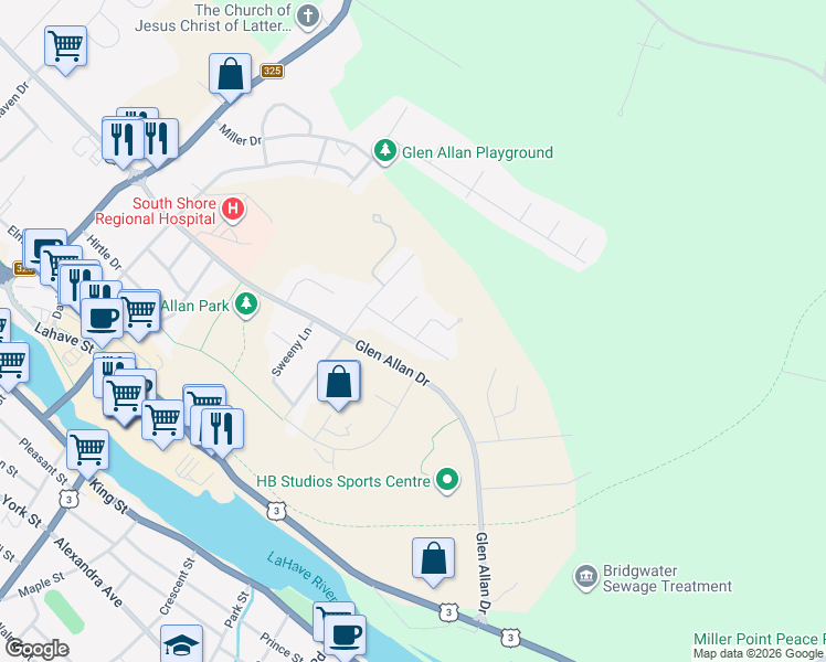 map of restaurants, bars, coffee shops, grocery stores, and more near 12 Willowbend Court in Bridgewater