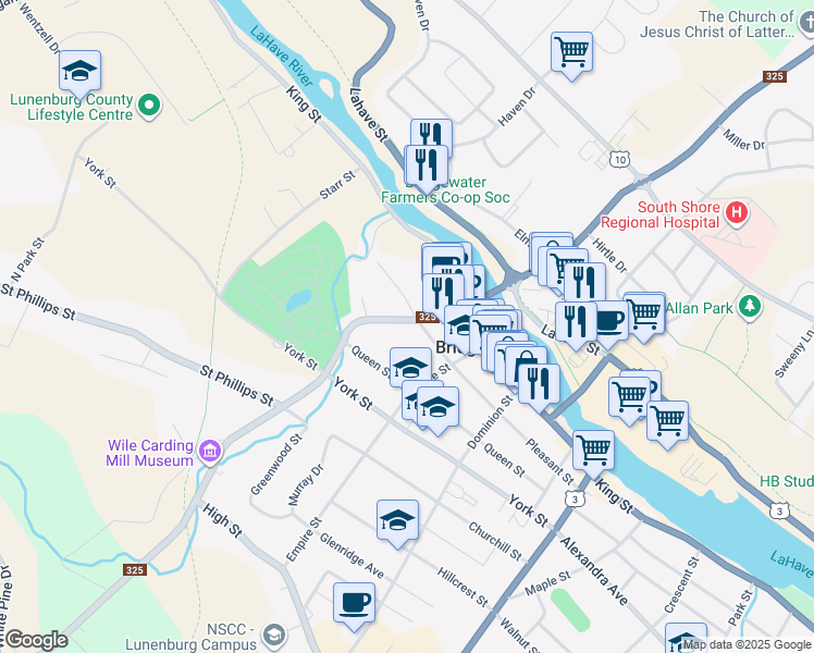 map of restaurants, bars, coffee shops, grocery stores, and more near 39 B Victoria Road in Bridgewater