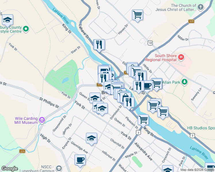 map of restaurants, bars, coffee shops, grocery stores, and more near 777 King Street in Bridgewater