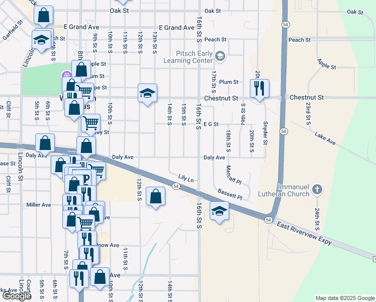 map of restaurants, bars, coffee shops, grocery stores, and more near 1221 15th Street South in Wisconsin Rapids