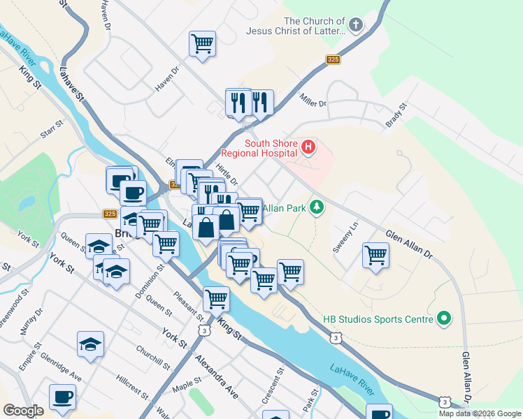 map of restaurants, bars, coffee shops, grocery stores, and more near 82 Hirtle Drive in Bridgewater