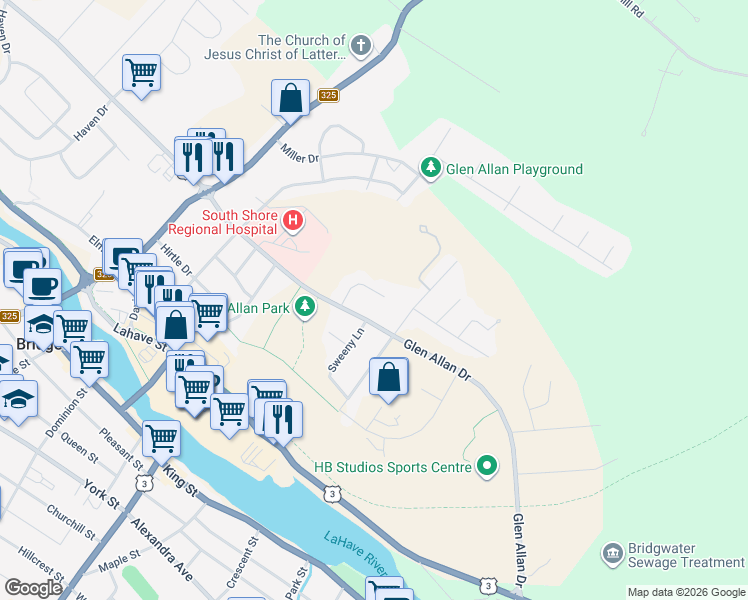 map of restaurants, bars, coffee shops, grocery stores, and more near 46 Stoneridge Court in Bridgewater