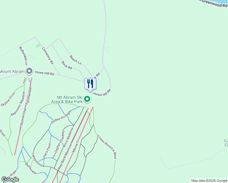 map of restaurants, bars, coffee shops, grocery stores, and more near 284 Howe Hill Road in Greenwood