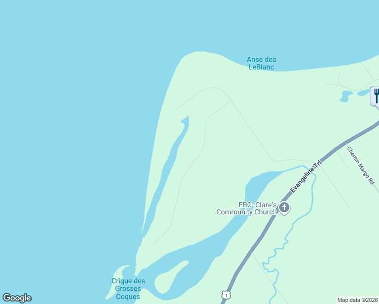 map of restaurants, bars, coffee shops, grocery stores, and more near 106 Point Road in Church Point