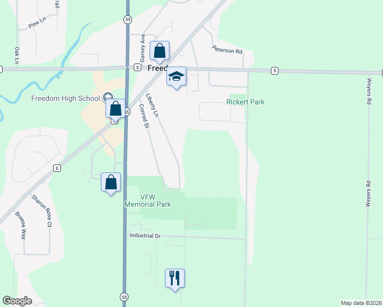 map of restaurants, bars, coffee shops, grocery stores, and more near in Freedom