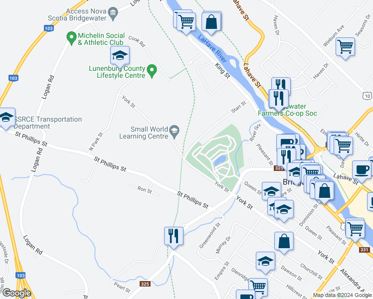 map of restaurants, bars, coffee shops, grocery stores, and more near 144 Starr Street in Bridgewater