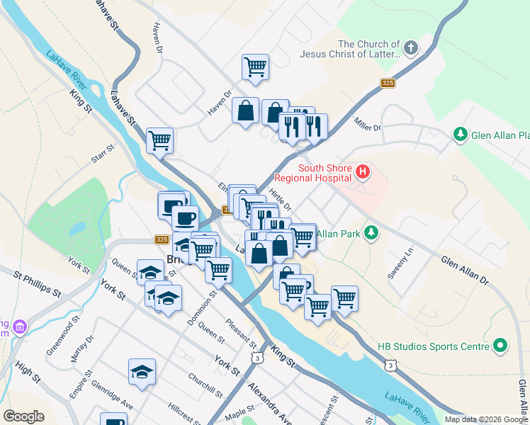 map of restaurants, bars, coffee shops, grocery stores, and more near 74 Aberdeen Road in Bridgewater