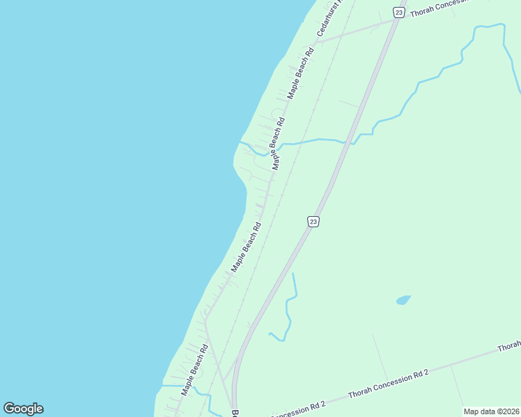 map of restaurants, bars, coffee shops, grocery stores, and more near 25630B Maple Beach Road in Brock